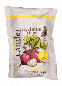 SMAŽENÉ ZELENINOVÉ CHIPSY – ČERVENÁ ŘEPA A CELER S PŘÍCHUTÍ MOŘSKÁ SŮL A CHEDDAR